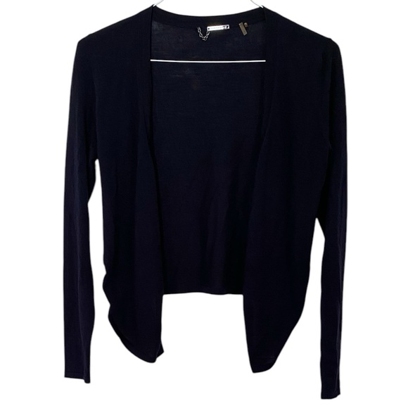Elie Tahari Navy Blue Fine Merino Wool Open Front Cardigan Size S Small - Picture 1 of 6